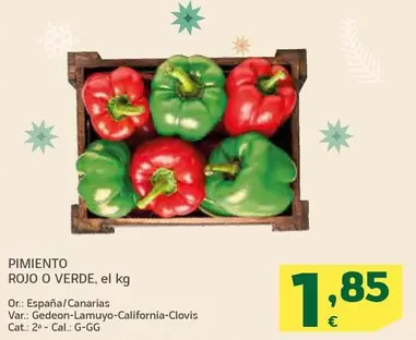 Oferta de Pimiento Rojo O Verde por 1,85€ en HiperDino