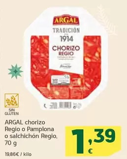 Oferta de Argal - Chorizo Regio O Pamplona O Salchichon Regio por 1,39€ en HiperDino