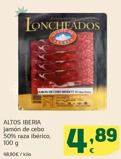 Oferta de Altos Iberia - Jamón De Cebo 50% Raza Ibérico por 4,89€ en HiperDino