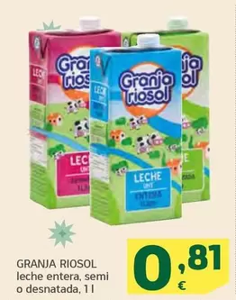 Oferta de Granja Riosol - Leche Entera, Semi O Desnatada por 0,81€ en HiperDino