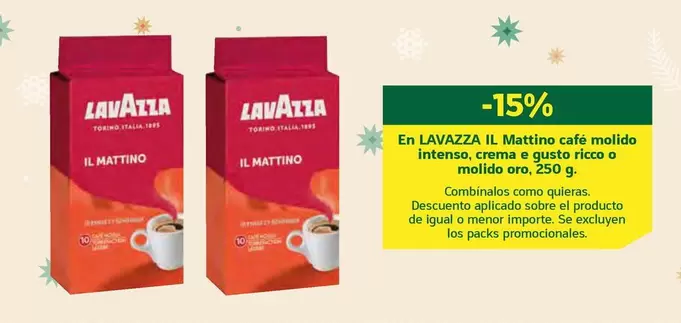 Oferta de Lavazza - Il Mattino Cafe Molido Intenso, Crema E Gusto Ricco O Molido Oro en HiperDino