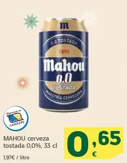 Oferta de Mahou - Cerveza Tostada 0,0% por 0,65€ en HiperDino