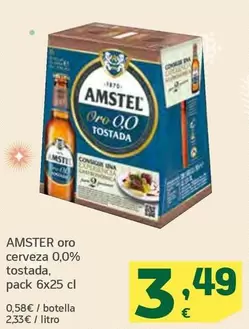 Oferta de Amstel - Oro Cerveza 0,0% Tostada por 3,49€ en HiperDino