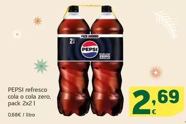 Oferta de Pepsi - Refresco Cola O Cola Zero por 2,69€ en HiperDino