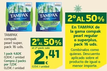 Oferta de Tampax - Compak Pearl Super  por 4,82€ en HiperDino