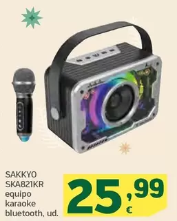 Oferta de Sakkyo - SKA821KR Equipo Karaoke Bluetooth por 25,99€ en HiperDino