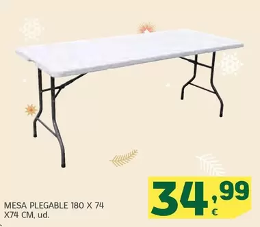 Oferta de Mesa Plegable 180X74X74 Cm por 34,99€ en HiperDino