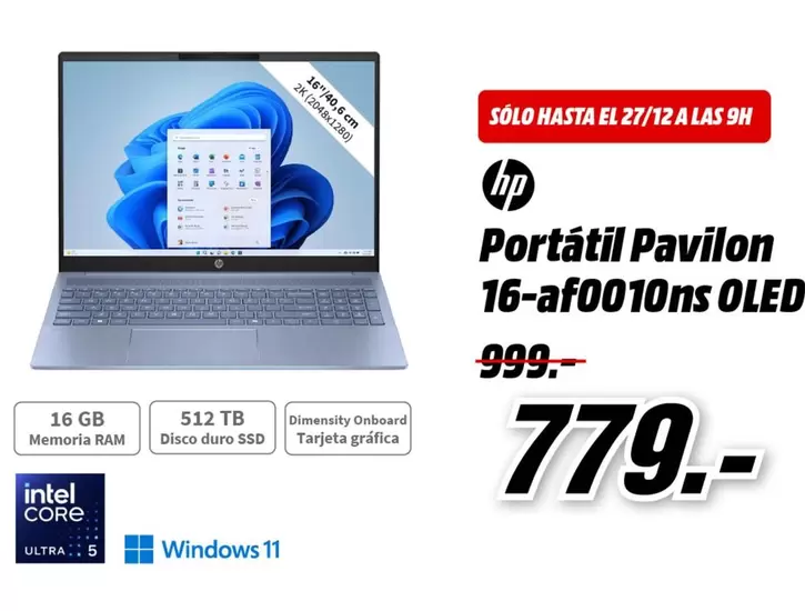 Oferta de Ram - Portatil Pavilon 16-af0010ns Oled por 779€ en MediaMarkt