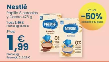 Oferta de Nestlé - Papilla 8 cereales y cacao por 3,99€ en Clarel