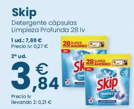 Oferta de Skip - Detergente Capsulas Limpieza Profunda por 7,69€ en Clarel