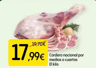 Oferta de Cordero Nacional Por Medios O Cuartos por 17,99€ en Dialprix