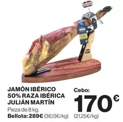 Oferta de Julian Martín - Jamón Ibérico 50% Raza Ibérica por 170€ en Supercor