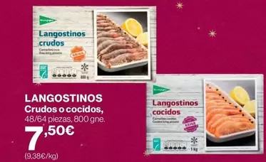 Oferta de Langostinos Crudos O Cocidos por 7,5€ en Supercor