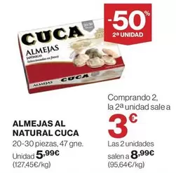 Oferta de Cuca - Almejas Al Natural por 5,99€ en Supercor