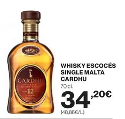 Oferta de Cardhu - Whisky Escoces Single Malta por 34,2€ en Supercor