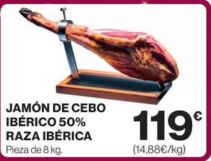 Oferta de Jamón De Cebo Ibérico 50% Raza Ibérica por 119€ en Hipercor