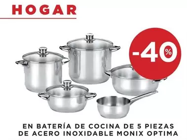 Oferta de Monix - En Bateria De Cocina De 5 Piezas De Acero Inoxidable en Hipercor