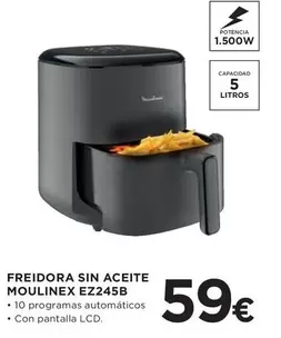 Oferta de Moulinex - Freidora Sin Aceite EZ245B  por 59€ en Hipercor