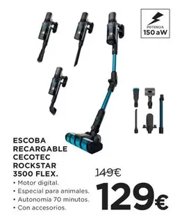 Oferta de Cecotec - Escoba Recargable Rockstar 3500 Flex por 129€ en Hipercor