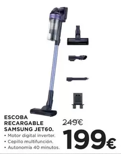 Oferta de Samsung - Escoba Recargable JET60 por 199€ en Hipercor