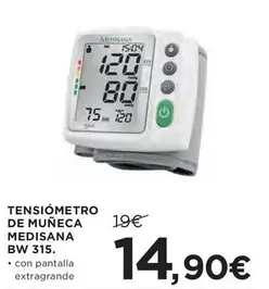 Oferta de Medisana - Tensiómetro De Muñeca BW 315 por 14,9€ en Hipercor