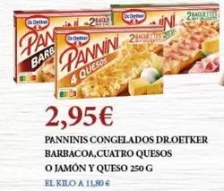 Oferta de Dr Oetker - Panninis Congelados Barbacoa por 2,95€ en Claudio