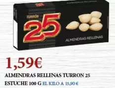 Oferta de Turron 25 - Almendras Rellenas  Estuche por 1,59€ en Claudio