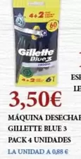 Oferta de Gillette - Maquina Desechable Blue 3 por 3,5€ en Claudio