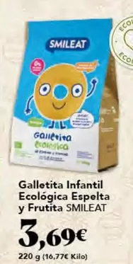 Oferta de Smileat - Galletita Infantil Ecologica Espelta Y Frutita por 3,69€ en Gadis