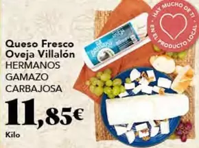 Oferta de Queso Fresco Oveja Villalon por 11,85€ en Gadis