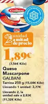 Oferta de Galbani - Queso Mascarpone por 3,77€ en Gadis