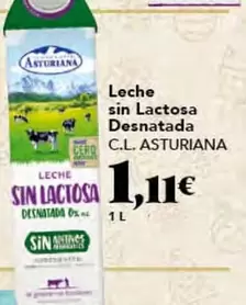 Oferta de La Asturiana - Leche Sin Lactosa Desnatada por 1,11€ en Gadis