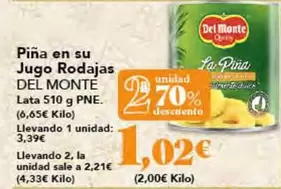 Oferta de Del Monte - Pina En Su Jugo Rodajas por 1,02€ en Gadis