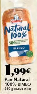 Oferta de Bimbo - Pan Natural 100% por 1,99€ en Gadis