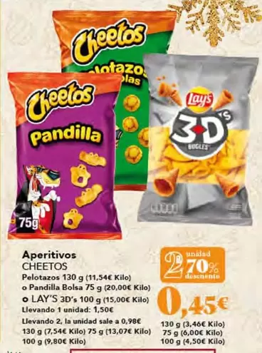 Oferta de Cheetos - Aperitivos por 0,45€ en Gadis