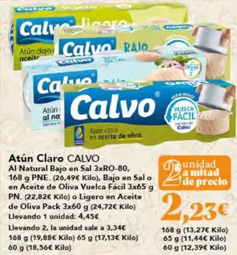 Oferta de Calvo - Atun Claro por 4,45€ en Gadis