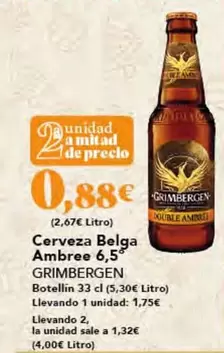 Oferta de Grimbergen - Cerveza Belga Ambree por 0,88€ en Gadis