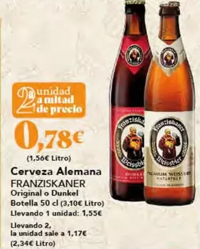 Oferta de Franziskaner - Cerveza Alemana por 0,78€ en Gadis