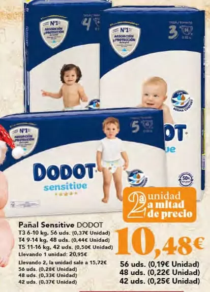 Oferta de Dodot - Panal Sensitive por 10,48€ en Gadis