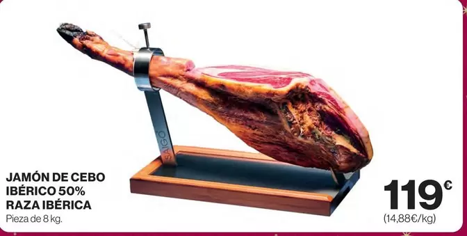 Oferta de Jamón De Cebo Ibérico 50% Raza Ibérica por 119€ en El Corte Inglés