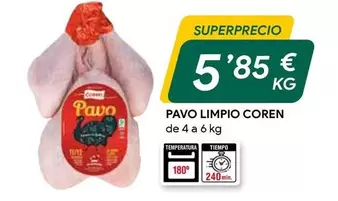 Oferta de Coren - Pavo Limpia por 5,85€ en Masymas