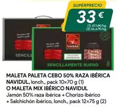 Oferta de Navidul - Maleta Paleta Cebo 50% Raza Iberica O Maleta Mix Iberico por 33€ en Masymas