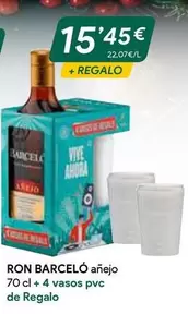 Oferta de Barceló - Ron Añejo 70 Cl + 4 Vasos Pvc De Regalo por 15,45€ en Masymas