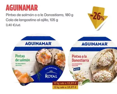 Oferta de Aguinamar - Pintxo De Salmon O A La Donostiarra, Cola De Langostino Al Ajillo por 3,4€ en Ahorramas