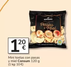 Oferta de Consum - Mini Tostas Con Pasas Y Miel por 1,2€ en Consum