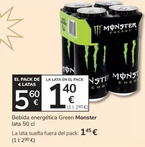 Oferta de Monster - Bebida Energética Green por 1,45€ en Consum