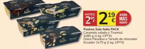 Oferta de Mas - Postres Sola Italia Pack por 2,19€ en Consum