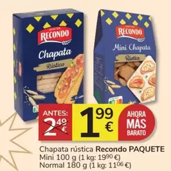 Oferta de Recondo - Chapata Rustica por 1,99€ en Consum