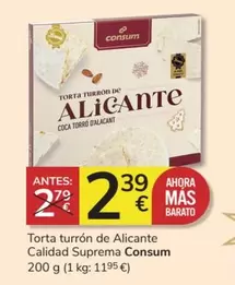 Oferta de Consum - Torta Turron De Alicante Calidad Suprema por 2,39€ en Consum