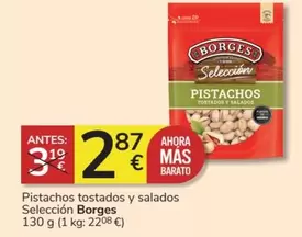 Oferta de Borges - Pistachos Tostados Y Salados Seleccion por 2,87€ en Consum